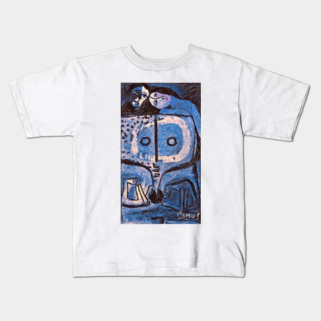 Lovers in Blue Kids T-Shirt by camusartist